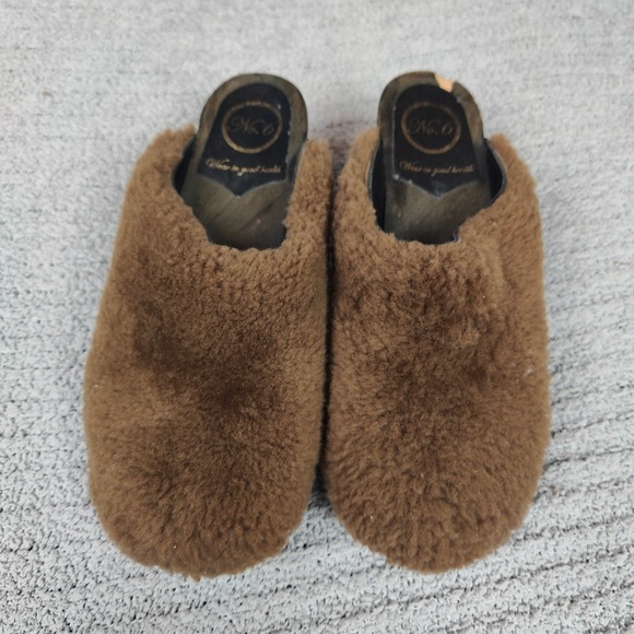 No 6 Kira Shearling Clogs Womens 40 US 10 Brown Wooden Platform Block Heel Shoes - Picture 5 of 13